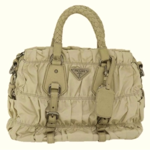 PRADA Beige Nylon 2way Handbag, Authentic. EUC - Picture 2 of 15